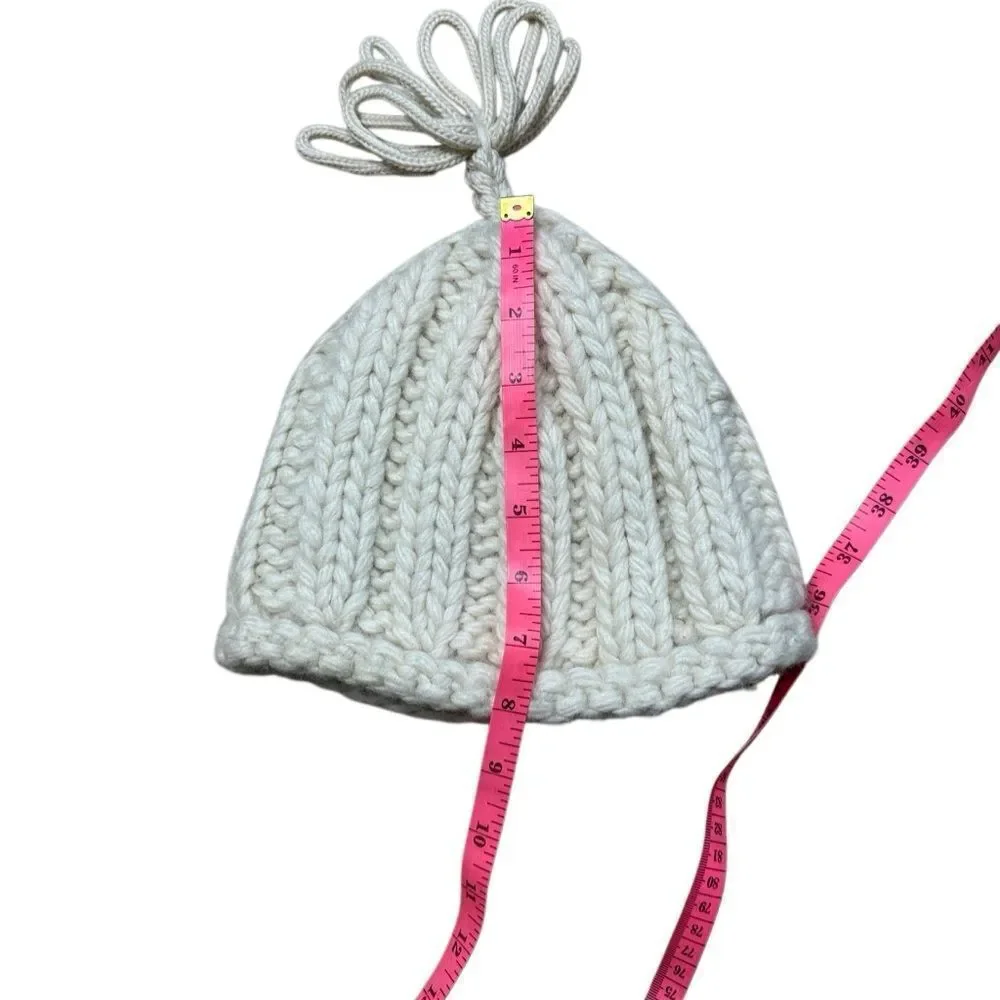 Y2K Vintage Gap Chunky Knot Wool Beanie with too tassel cream S / M